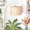 Bongal Staande lamp, Booglampen Messing, Zwart, 1-licht, Stoffen lampenkap