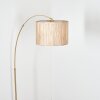 Bongal Staande lamp, Booglampen Messing, Zwart, 1-licht, Stoffen lampenkap