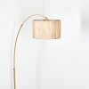 Bongal Staande lamp, Booglampen Messing, Zwart, 1-licht, Stoffen lampenkap