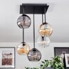 Koyoto Plafondlamp, Kogellampje Amber, Duidelijk, Rookkleurig, 5-lichts