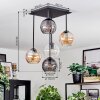Koyoto Plafondlamp, Kogellampje Amber, Duidelijk, Rookkleurig, 5-lichts