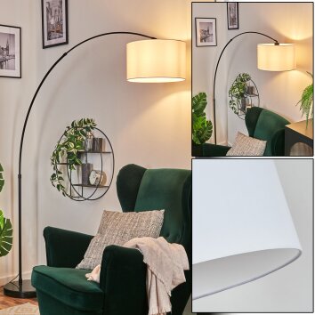 Bassagoda Staande lamp, Booglampen Zwart, 1-licht, Stoffen lampenkap