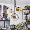 Ripoll Hanglamp, Kogellampje, Cluster hanglamp Amber, Chroom, Goud, Duidelijk, Rookkleurig, 4-lichts