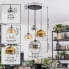 Ripoll Hanglamp, Kogellampje, Cluster hanglamp Amber, Chroom, Goud, Duidelijk, Rookkleurig, 4-lichts
