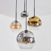 Ripoll Hanglamp, Kogellampje, Cluster hanglamp Amber, Chroom, Goud, Duidelijk, Rookkleurig, 4-lichts