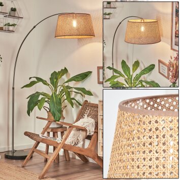 Barcos Staande lamp, Booglampen Nikkel mat, Zwart, 1-licht