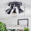 Farel Plafondlamp, Plafondspot Chroom, Zwart, 3-lichts
