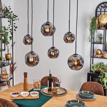 Ripoll Hanglamp, Kogellampje, Hanglamp Rookkleurig, 6-lichts