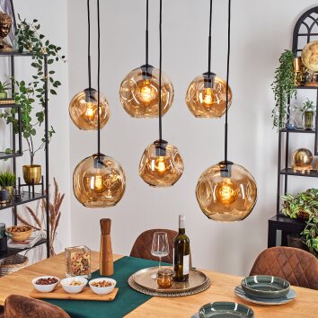 Ripoll Hanglamp, Kogellampje, Hanglamp Amber, 6-lichts
