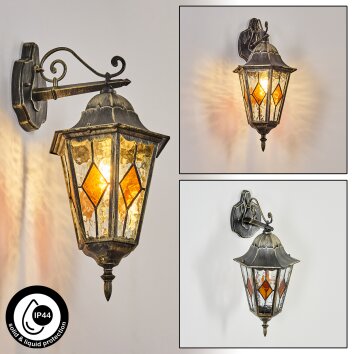 Hongkong Wandlamp voor buiten, Wandlamp Goud, Zwart, 1-licht