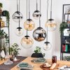 Gastor Hanglamp, Kogellampje, Hanglamp Amber, Chroom, Duidelijk, Rookkleurig, 8-lichts
