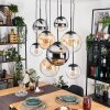 Gastor Hanglamp, Kogellampje, Hanglamp Amber, Chroom, Duidelijk, Rookkleurig, 8-lichts