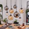 Gastor Hanglamp, Kogellampje, Hanglamp Amber, Chroom, Duidelijk, Rookkleurig, 8-lichts