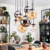 Gastor Hanglamp, Kogellampje, Hanglamp Amber, Chroom, Duidelijk, Rookkleurig, 8-lichts
