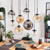 Gastor Hanglamp, Kogellampje, Hanglamp Amber, Chroom, Duidelijk, Rookkleurig, 8-lichts