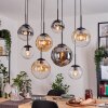 Gastor Hanglamp, Kogellampje, Hanglamp Amber, Chroom, Duidelijk, Rookkleurig, 8-lichts