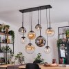 Gastor Hanglamp, Kogellampje, Hanglamp Amber, Chroom, Duidelijk, Rookkleurig, 8-lichts