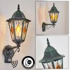 Hongkong Wandlamp voor buiten, Wandlamp Groen, Zwart, 1-licht, Bewegingsmelder