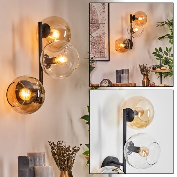 Koyoto Kogellampje, Wandlamp Amber, Duidelijk, 3-lichts