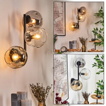 Ripoll Kogellampje, Wandlamp Amber, Duidelijk, Rookkleurig, 3-lichts