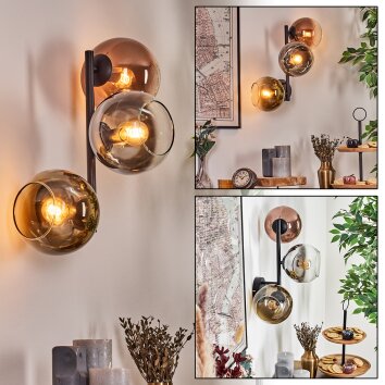 Koyoto Kogellampje, Wandlamp Chroom, Goud, Duidelijk, Koperkleurig, Rookkleurig, 3-lichts