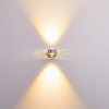 Rio Licht omhoog & omlaag, Wandlamp, Wandarmatuur met lens LED Zilver, 2-lichts