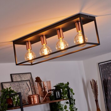 Malao Plafondlamp Roségoud, Zwart, 4-lichts