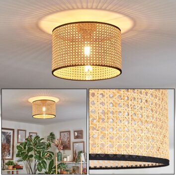 Ramila Plafondlamp Natuurlijke kleuren, Zwart, 1-licht