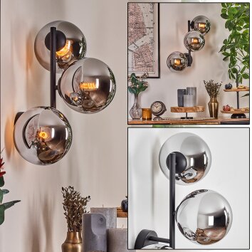 Gastor Kogellampje, Wandlamp Chroom, Rookkleurig, 3-lichts