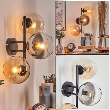 Koyoto Kogellampje, Wandlamp Amber, Duidelijk, Rookkleurig, 3-lichts
