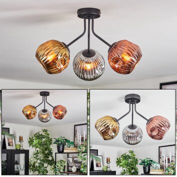 Ripoll Plafondlamp, Kogellampje Chroom, Goud, Koperkleurig, Rookkleurig, 3-lichts