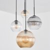 Koyoto Hanglamp, Kogellampje, Cluster hanglamp Amber, Duidelijk, Rookkleurig, 4-lichts