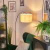 Bassagoda Staande lamp, Booglampen Chroom, Zwart, 1-licht, Stoffen lampenkap
