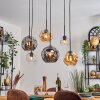 Ripoll Hanglamp, Kogellampje, Hanglamp Amber, Duidelijk, Rookkleurig, 6-lichts