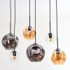 Ripoll Hanglamp, Kogellampje, Hanglamp Amber, Duidelijk, Rookkleurig, 6-lichts