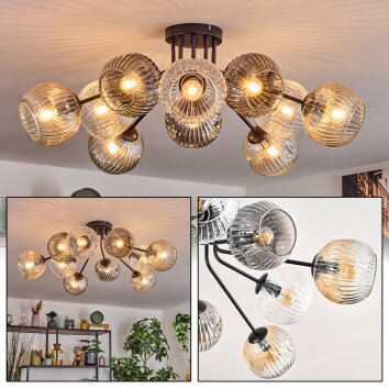 Ripoll Plafondlamp, Kogellampje Amber, Duidelijk, Rookkleurig, 10-lichts