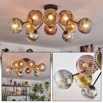 Ripoll Plafondlamp, Kogellampje Goud, Duidelijk, Koperkleurig, Rookkleurig, 10-lichts