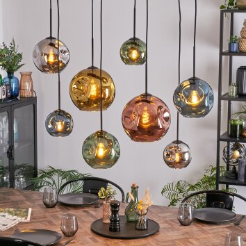 Ripoll Hanglamp, Kogellampje, Hanglamp Blauw, Chroom, Goud, Groen, Koperkleurig, Rookkleurig, 8-lichts
