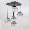 Koyoto Plafondlamp, Kogellampje Duidelijk, Rookkleurig, 5-lichts