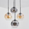 Ripoll Hanglamp, Kogellampje, Cluster hanglamp Amber, Duidelijk, Rookkleurig, 4-lichts