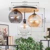 Koyoto Plafondlamp, Kogellampje 40 cm Natuurlijke kleuren, Zwart, 3-lichts