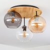 Koyoto Plafondlamp, Kogellampje 40 cm Natuurlijke kleuren, Zwart, 3-lichts