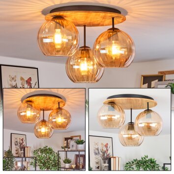 Koyoto Plafondlamp, Kogellampje 40 cm Natuurlijke kleuren, Zwart, 3-lichts