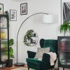 Soungou Staande lamp, Booglampen Chroom, Zwart, 1-licht, Stoffen lampenkap