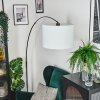 Bassagoda Staande lamp, Booglampen Chroom, Zwart, 1-licht, Stoffen kap