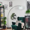 Bassagoda Staande lamp, Booglampen Chroom, Zwart, 1-licht, Stoffen lampenkap