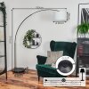 Bassagoda Staande lamp, Booglampen Chroom, Zwart, 1-licht, Stoffen lampenkap