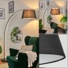 Bassagoda Staande lamp, Booglampen Chroom, Zwart, 1-licht, Stoffen lampenkap