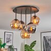 Koyoto Plafondlamp, Kogellampje 45 cm Amber, Chroom, Rookkleurig, 5-lichts