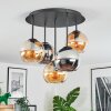 Koyoto Plafondlamp, Kogellampje 45 cm Amber, Chroom, Rookkleurig, 5-lichts